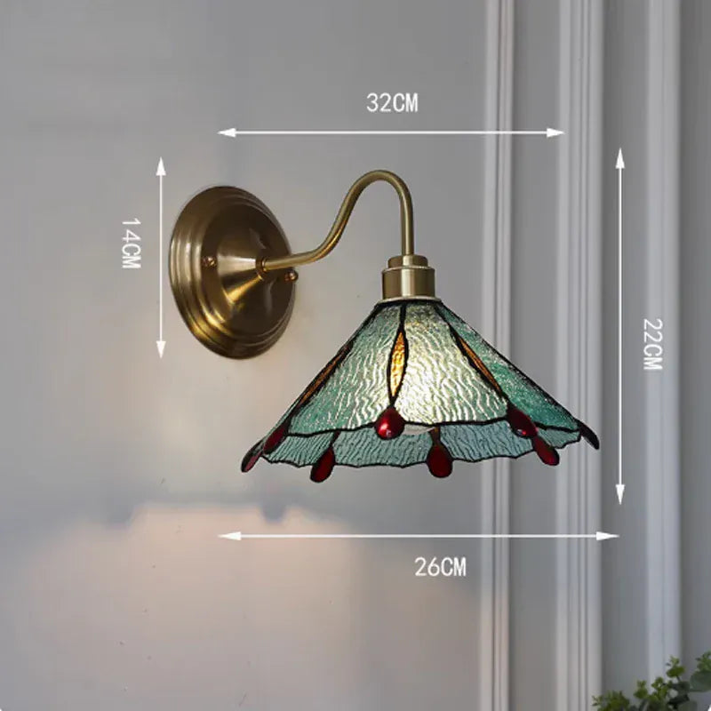 Retro Copper Tiffany Wall Lamp Light Fixture