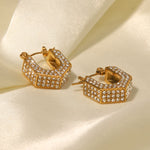 Load image into Gallery viewer, 18k Geometric Diamond Accented Earrings