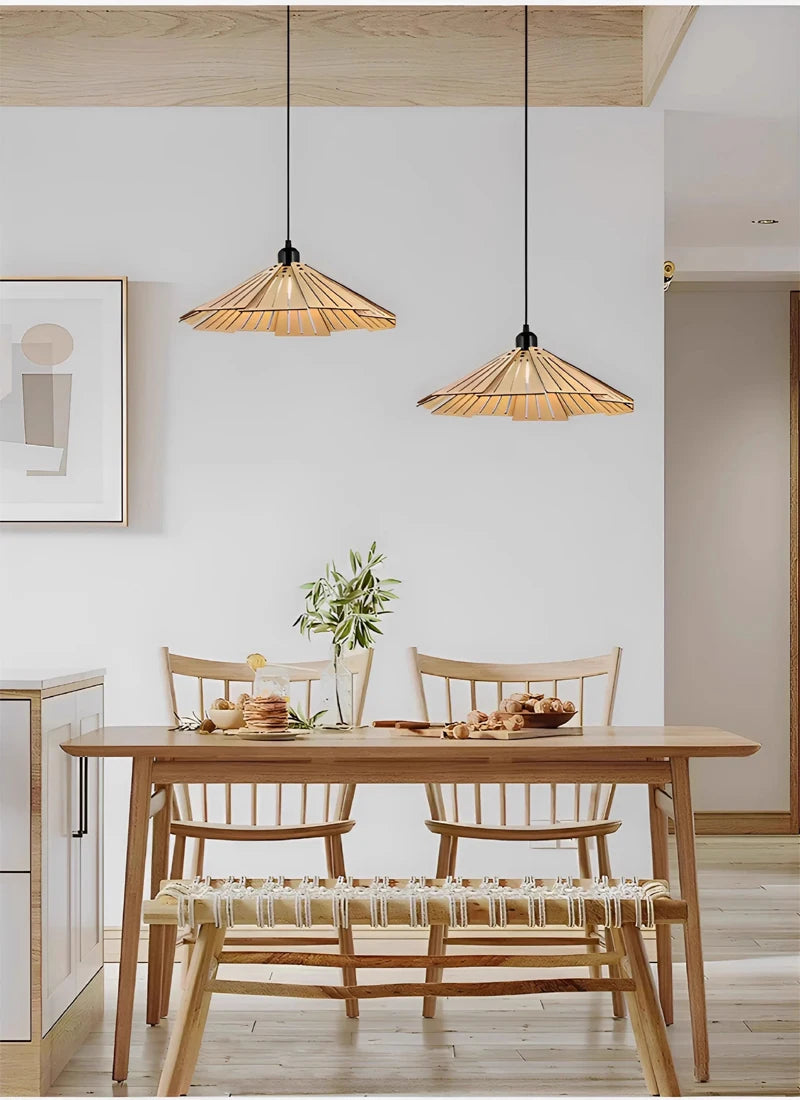 Wabi-Sabi Style Wood Pendant Light Fixture