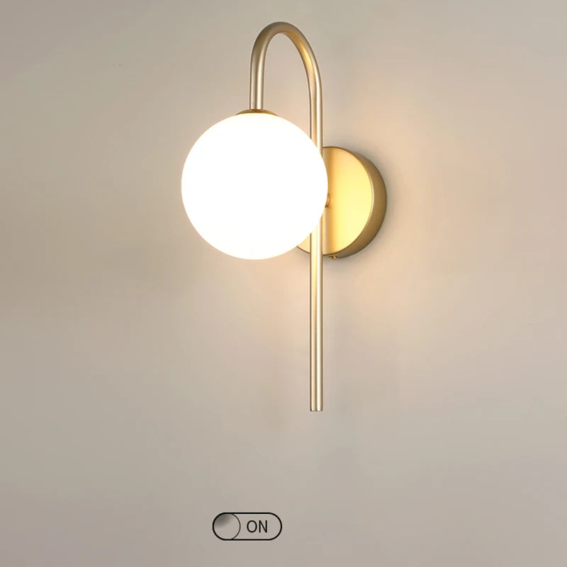 Contemporary Glass Ball Wall Sconce In Gold or Black Accent