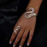 Load image into Gallery viewer, Adjustable Modern Swirl Bracelet and Ring Set