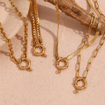 Load image into Gallery viewer, 18k Anchor Wheel Clasp Chain Necklaces