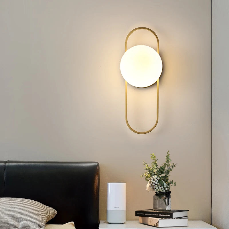 Modern LED Wall Lamps Lighting with Glass Ball for Bedroom Living Room