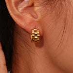 Load image into Gallery viewer, Textured Watch Hoop Earrings