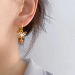 Load image into Gallery viewer, Pastel Dainty Butterfly & Pearl Hoop Earrings