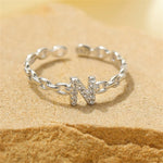 Load image into Gallery viewer, Dainty Diamond Letter Initial Ring