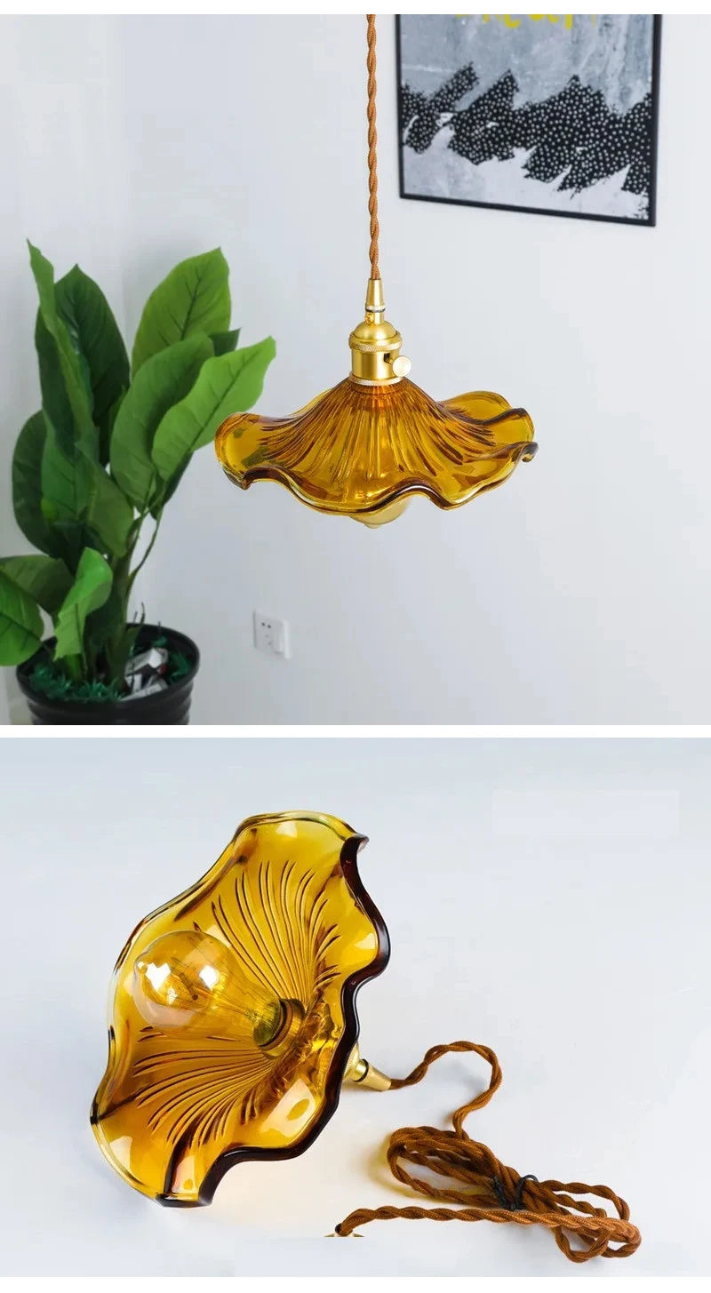 Colorful Glass & Copper Pendant Light Fixture