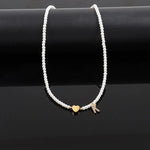 Load image into Gallery viewer, Dainty Beaded Heart Initial Necklace
