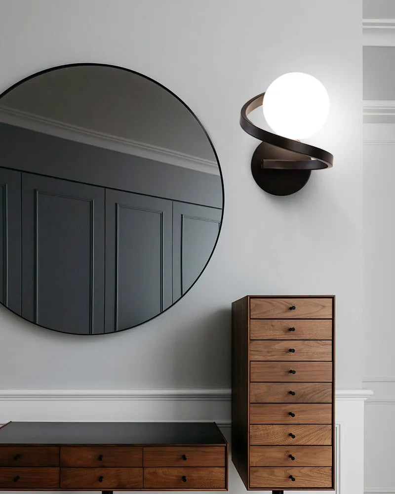 Modern Globe Wall Sconce Light Fixture in Black or Gold