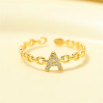 Load image into Gallery viewer, Dainty Diamond Letter Initial Ring
