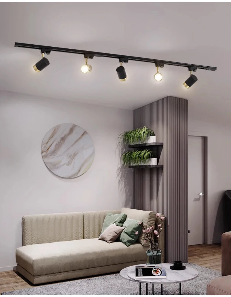 Multi-Angle Adjustable Flush-Mount Spotlight Track Lighting Fixture