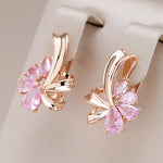 Load image into Gallery viewer, Classy Floral Pink Diamond Earrings