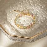 Load image into Gallery viewer, 18k Stacked Curb, Paperclip, & Crystal Bracelet