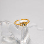 Load image into Gallery viewer, Adjustable 18k Diamond Center Evil Eye Ring