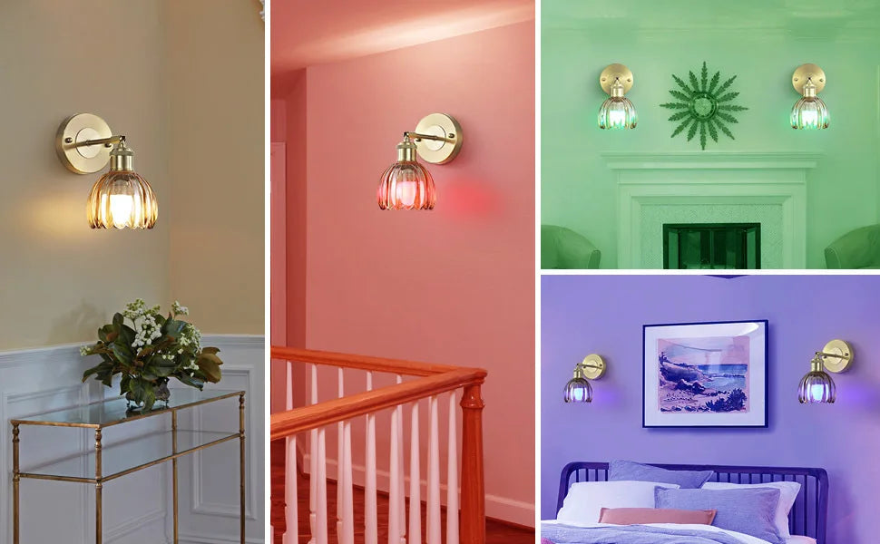 Retro Petal Glass Wall Lamp With Remote Control & Rechargeable Bulb