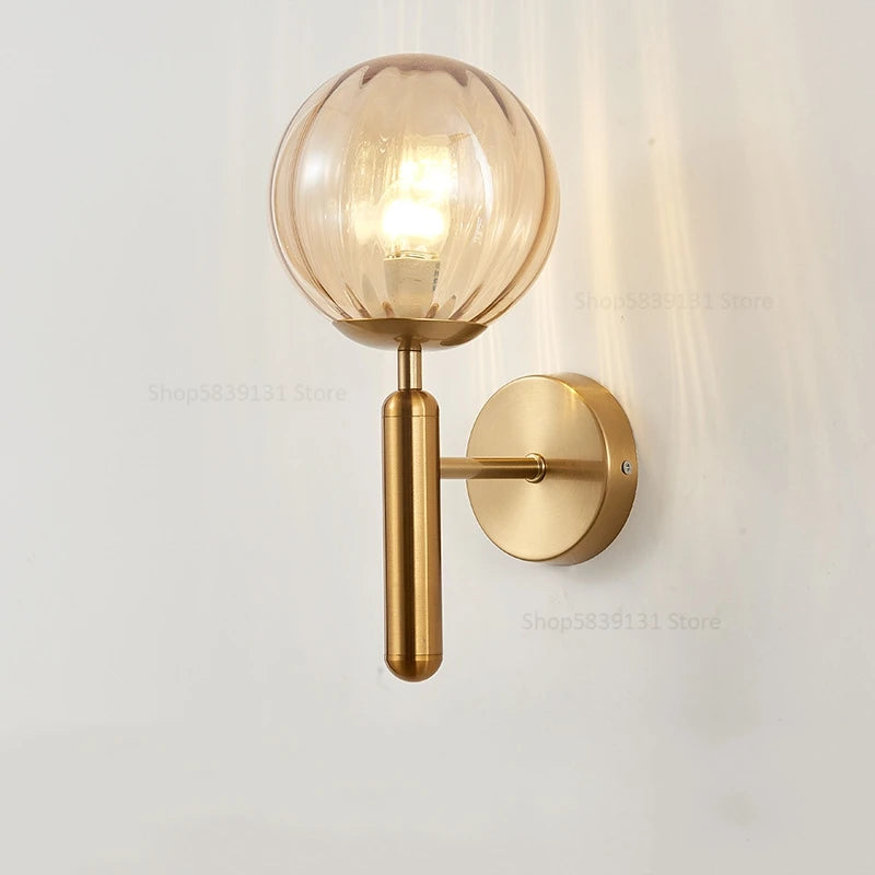 Metal Glass Ball Wall Lamp Light Fixture