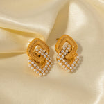Load image into Gallery viewer, 18k Textured Dual Squircle Earrings