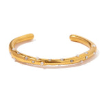 Load image into Gallery viewer, Diamond & Pearl Embedded Bangle Bracelet