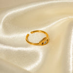 Load image into Gallery viewer, Adjustable 18k Diamond Center Evil Eye Ring