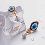 Load image into Gallery viewer, 18k Evil Eye Pearl Drop Earrings