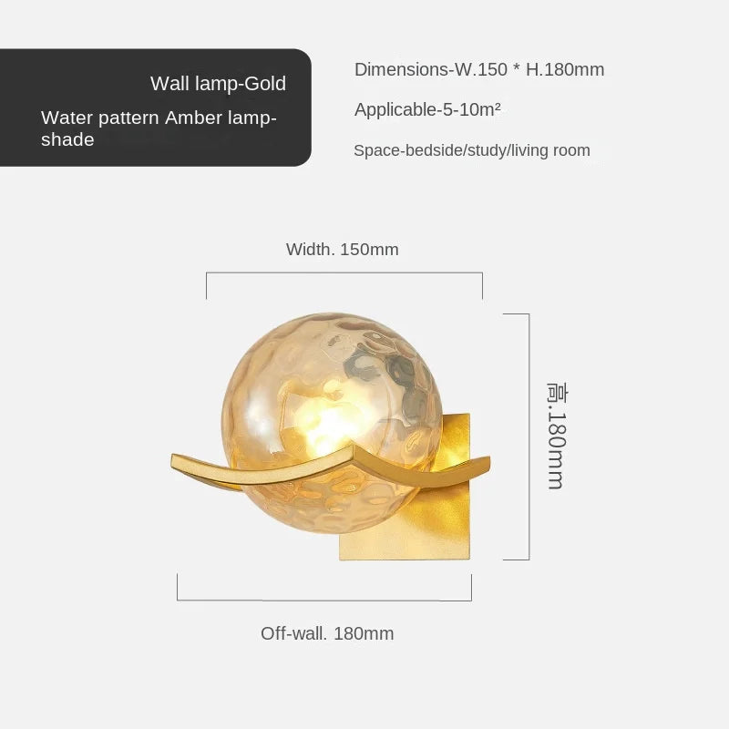 Modern Gold Glass Ball Indoor Wall Light