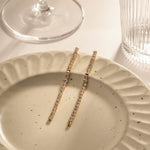 Load image into Gallery viewer, 18k Dainty Diamond Tassel Earrings