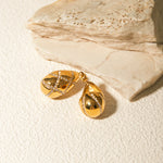 Load image into Gallery viewer, Dainty Gold Diamond Striped Droplet Earrings
