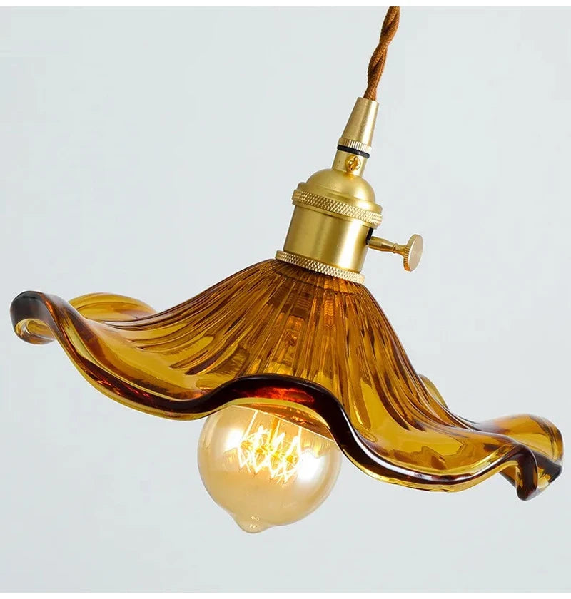 Colorful Glass & Copper Pendant Light Fixture