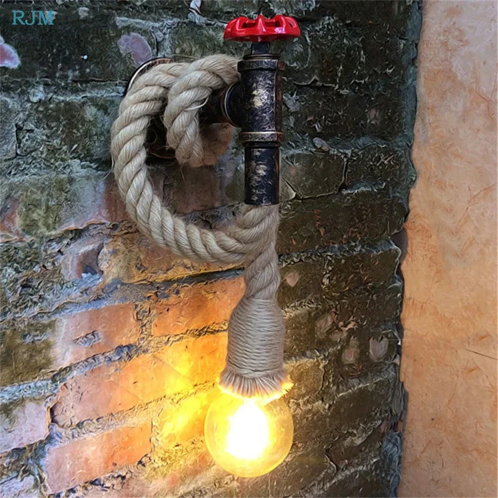 Retro Industrial Rope Edison Outdoor Wall Lamp