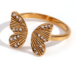 Load image into Gallery viewer, 18k Diamond Accented Textured Open Butterfly Ring
