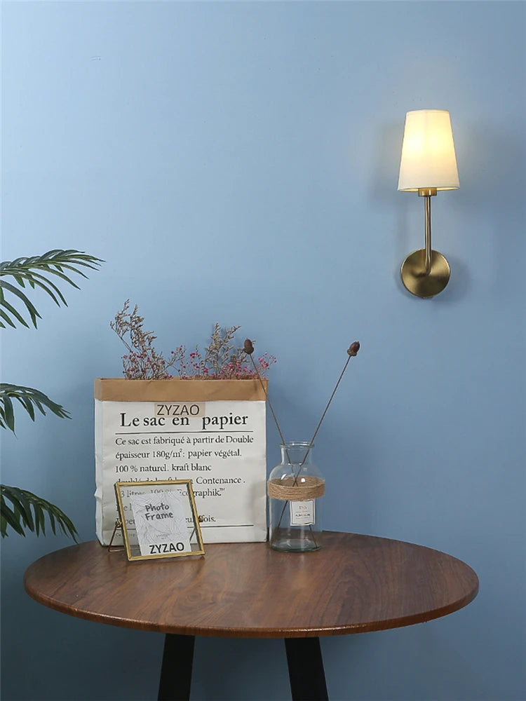 Simple Classic Indoor Wall Light Fixtures with Linen Shades