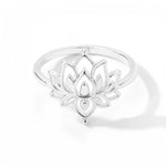 Load image into Gallery viewer, Dainty Lotus Flower Outline Ring