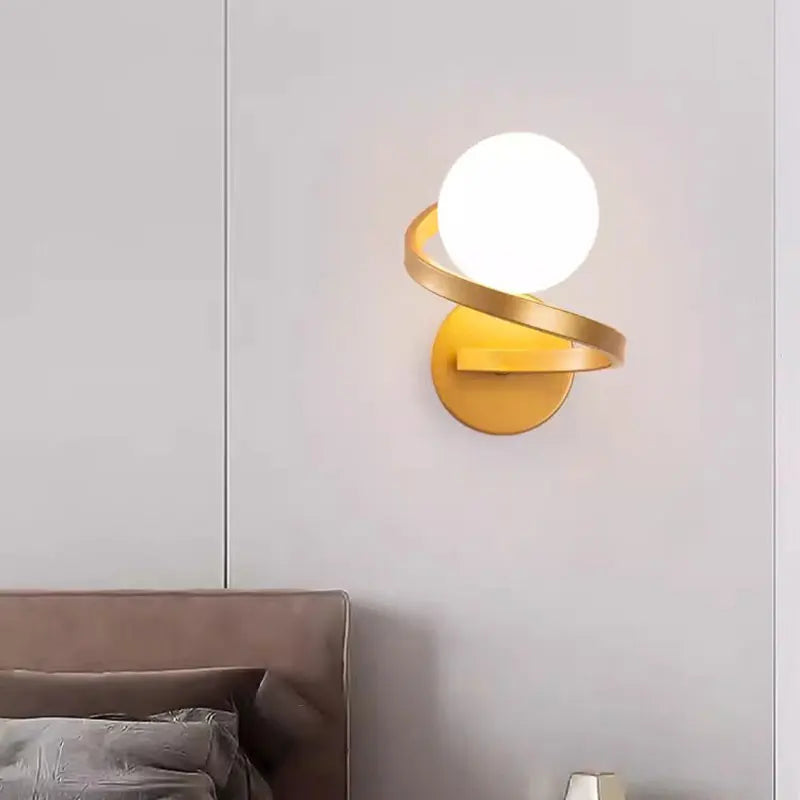 Modern Globe Wall Sconce Light Fixture in Black or Gold