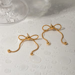 Load image into Gallery viewer, 18k Dainty Feminine Chain Bow Earrings