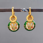 Load image into Gallery viewer, Dainty Butterfly Floral Disc Golden Huggie Hoop Earrings