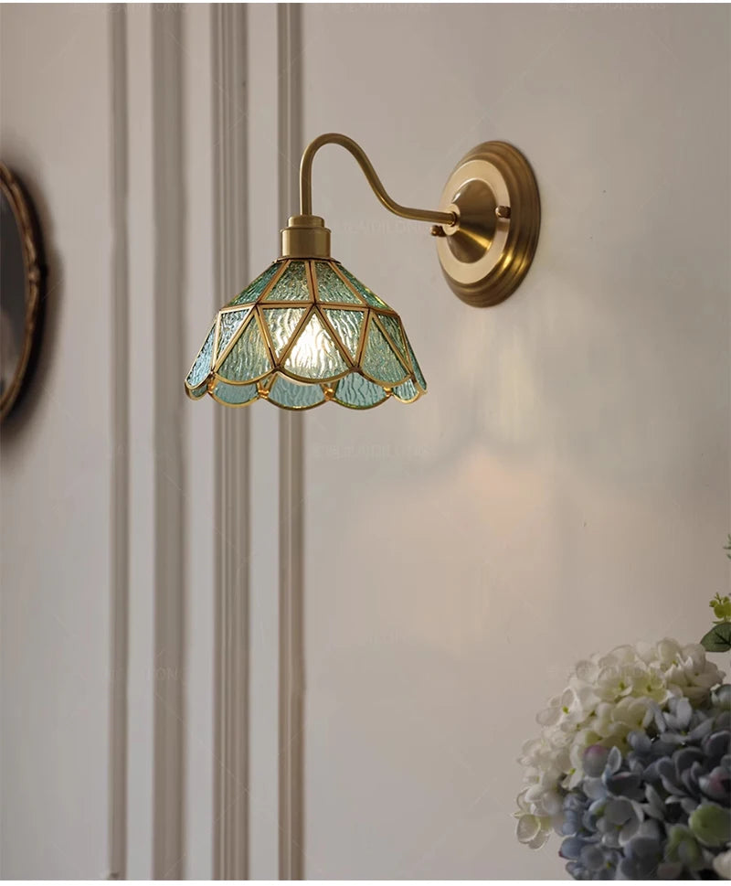 Retro Copper Tiffany Wall Lamp Light Fixture