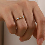 Load image into Gallery viewer, Adjustable Dainty Evil Eye Diamond Ring