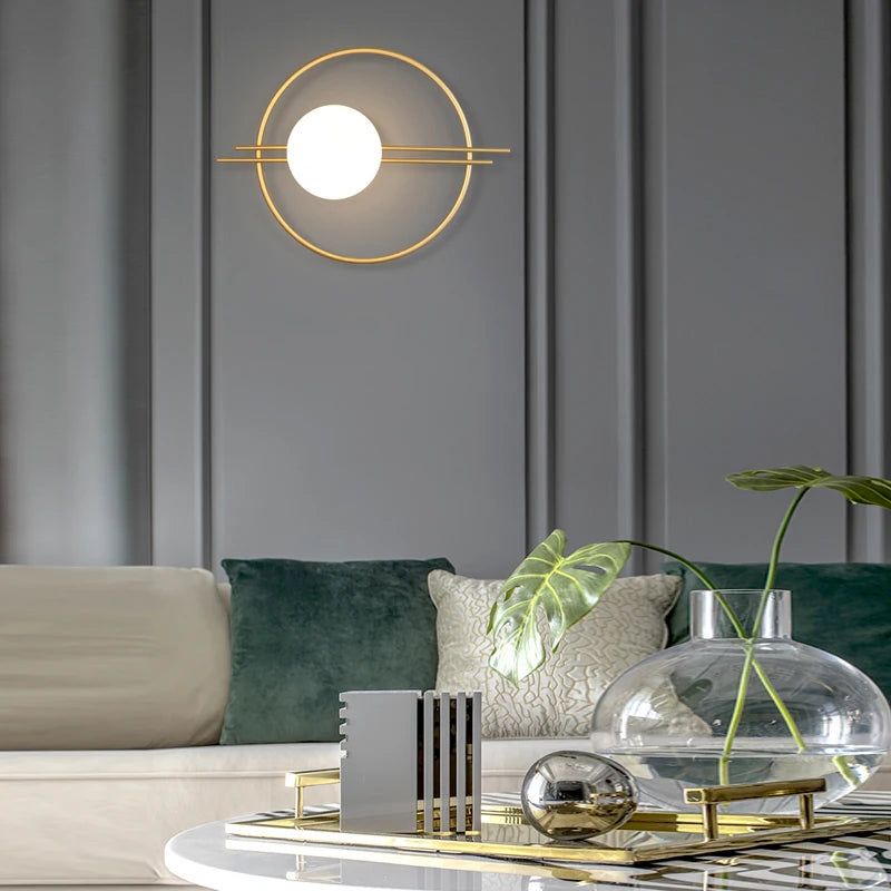 Contemporary Glass Ball Wall Sconce In Gold or Black Accent