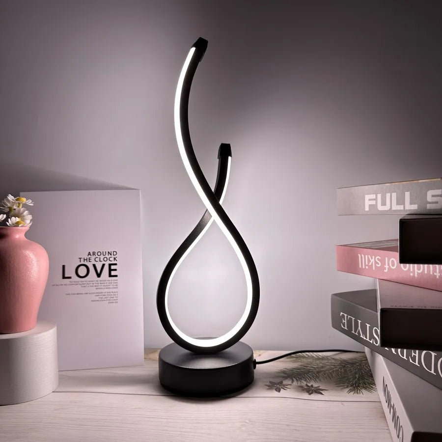 LED Table Lamp with Dimmable Functionality and Aluminum Body In Black