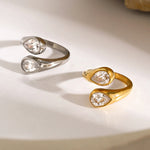 Load image into Gallery viewer, Teardrop Diamond Accented Wrap Ring