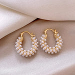Load image into Gallery viewer, Bold Pearl Accented Hoop Earrings