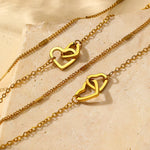 Load image into Gallery viewer, Dainty Curb & Chain Link Dual Heart Necklace and Bracelet Set