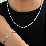Load image into Gallery viewer, Modern Geometric Chain Necklace and Bracelet Set