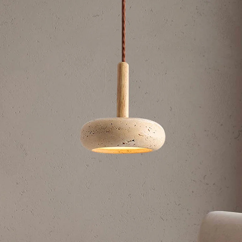 Wabi Sabi Circular Yellow Stone Pendant Light Fixture