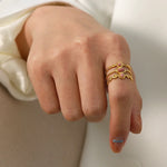 Load image into Gallery viewer, 18k Triple Rose Stone Ring Stack