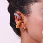 Load image into Gallery viewer, Dainty Two Tone C Hoop Wrapped Earrings