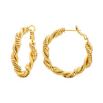Load image into Gallery viewer, 14k Deluxe Textured Spiral Hoop Earrings