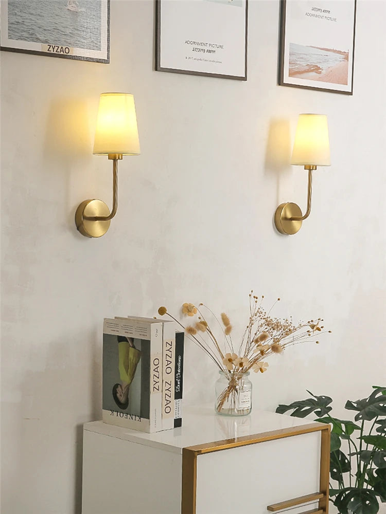 Simple Classic Indoor Wall Light Fixtures with Linen Shades