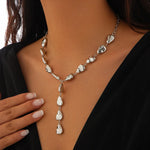 Load image into Gallery viewer, Modern Stone Inspired Lariat Necklace