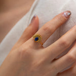 Load image into Gallery viewer, Dainty Lapis Sun Shine Ring